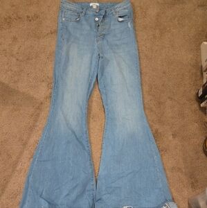 Forever 21 Light Blue Wide Bell Bottom Jeans